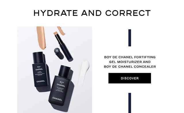 HYDRATE AND CORRECT BOY DE CHANEL FORTIFYING GEL MOISTURIZER AND BOY DE CHANEL CONCEALER SHOP NOW