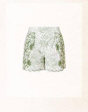Artisan studio print and embroidered shorts green