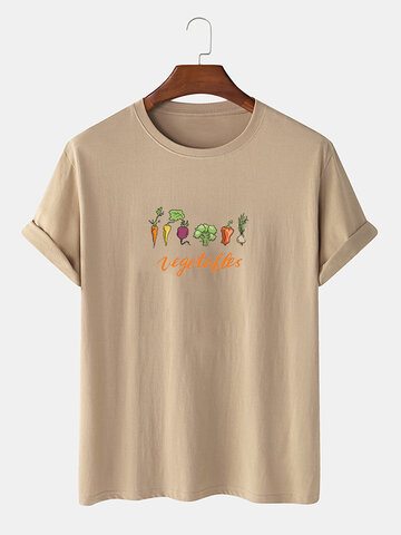 Vegetable Print Cotton T-Shirts