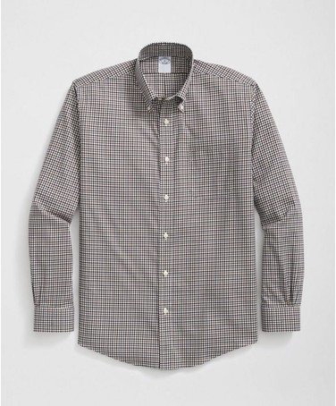 Stretch Supima® Cotton Non-Iron Twill Polo Button Down Collar Checked Shirt