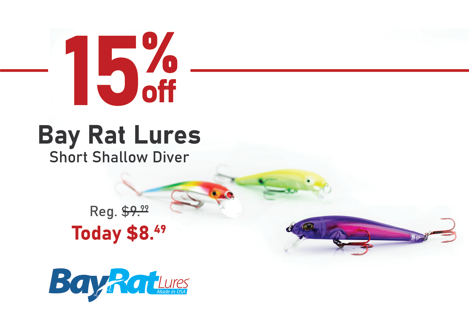 Save 15% on the Bay Rat Lures Short Shallow Diver