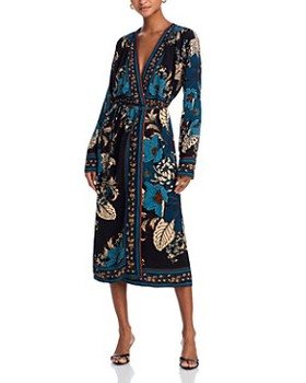 Farm Rio Blossom Tapestry Black Midi Dress