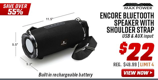 Max Power Encore Bluetooth Speaker with Shoulder Strap