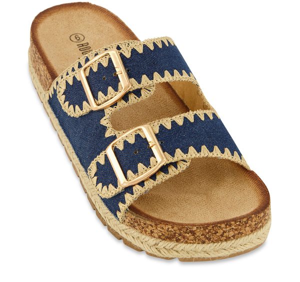 Espadrille Cork Platform Footbed Sandals