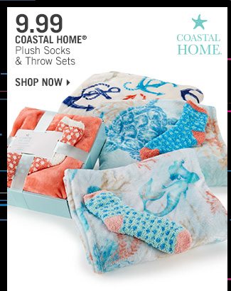 Shop 9.99 Coastal Home Plush Socks & Throw Sets