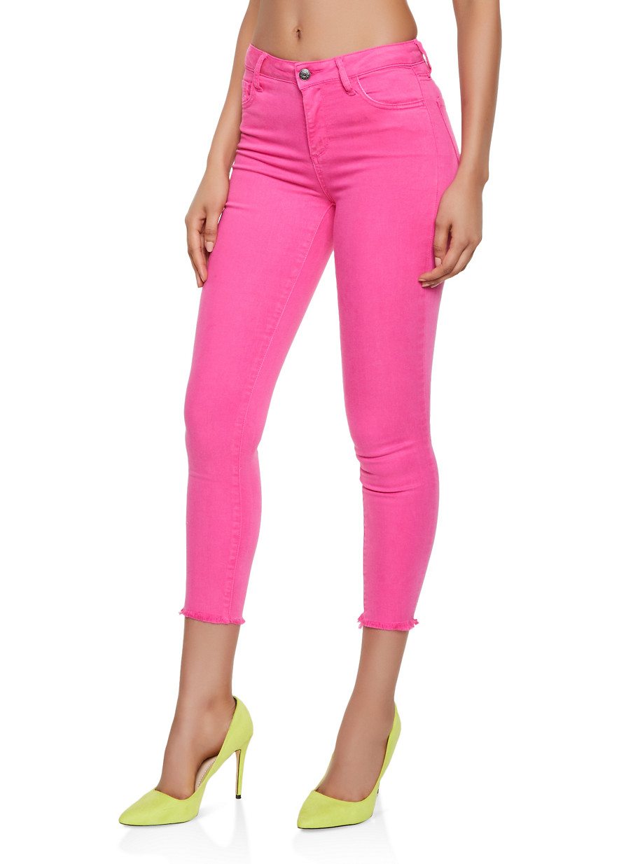 Cello Frayed Hem Jeans | Neon Pink