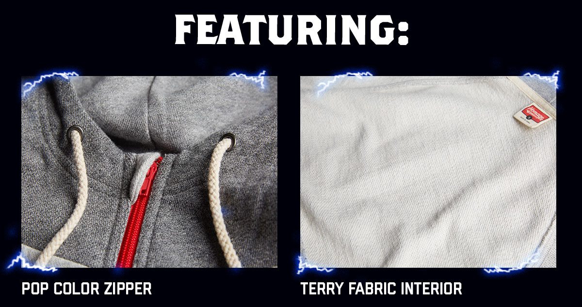 Featuring Pop Color Zipper & Terry Fabric Interior
