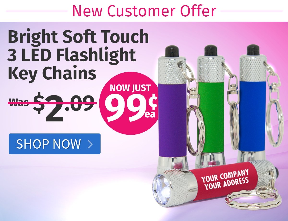 Bright Soft Touch 3 LED Flashlight Key Chains for only 99¢ each!