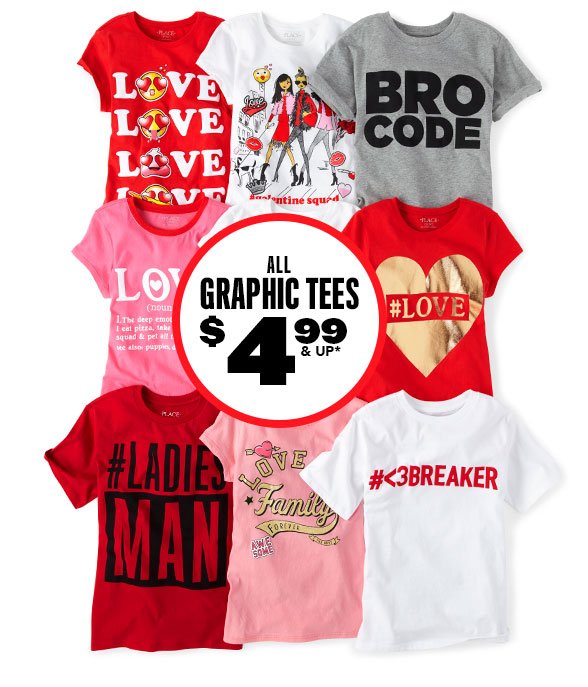 All Graphic Tees $4.99 & Up