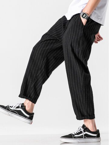 100% Cotton Striped Casual Pants