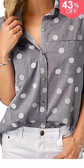 Turndown Collar Polka Dot Print Shirt