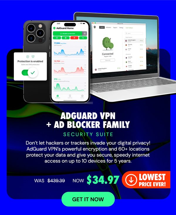 AdGuard VPN + Ad Blocker Family Security Suite