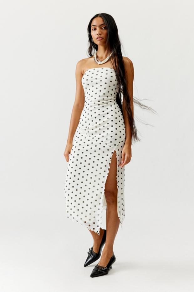 UO Samara Mesh Strapless Midi Dress