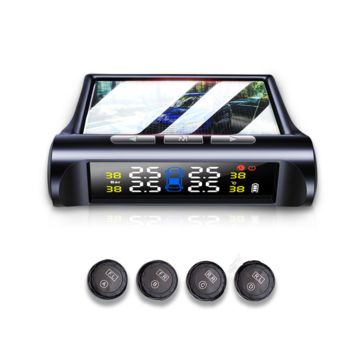 T240 TPMS Solar Power Tire Pressure Monitor System Universal Tester Wireless LCD Display with 4 External Sensors