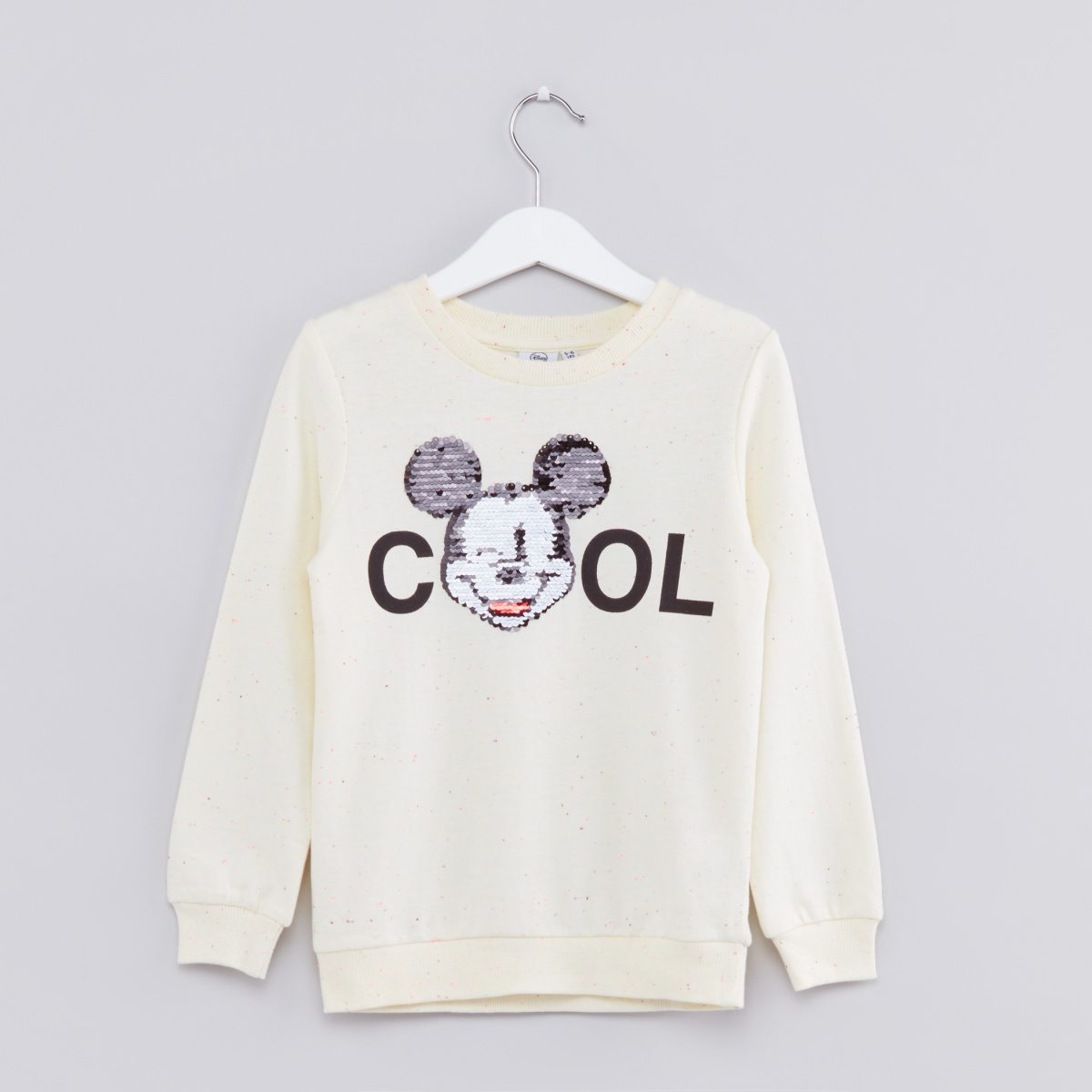 Mickey Mouse Embellished Round Neck Long Sleeves Sweatshirt