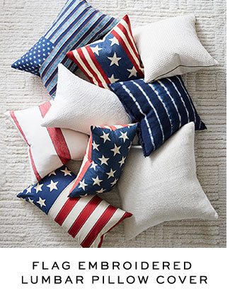 FLAG EMBROIDERED LUMBAR PILLOW COVER