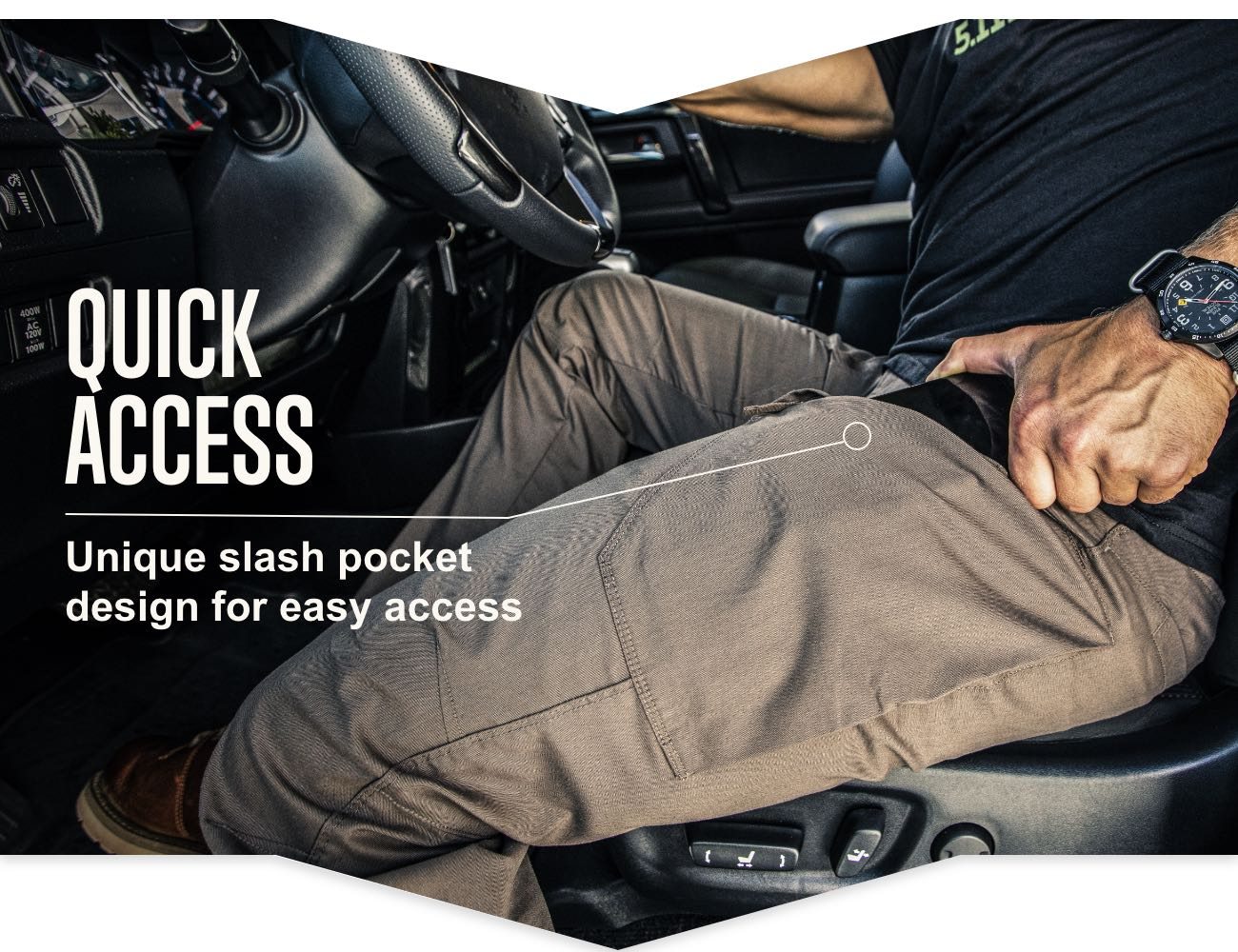 Quick Access | Unique slash pocket design for access at all angles