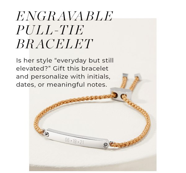 Engravable Pull Tie Bracelet - Silver