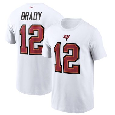 Men's Nike Tom Brady White Tampa Bay Buccaneers Name & Number T-Shirt