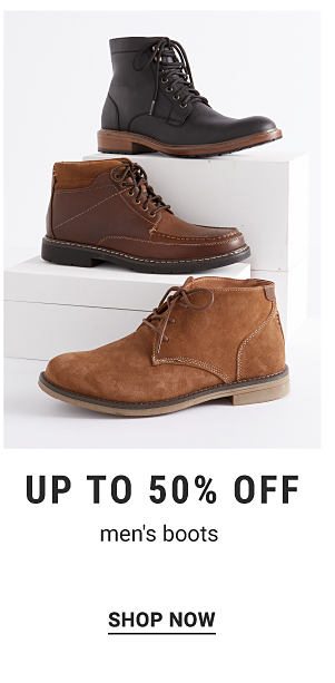 Up to 50% off men's boots. Shop Now.