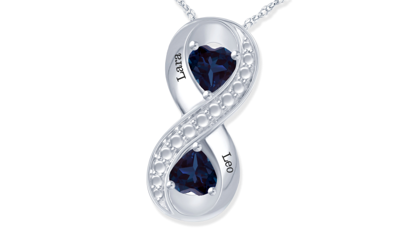 Couple's Heart-Shaped Birthstone Infinity Necklace