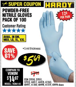 5 mil Nitrile Powder-Free Gloves 100 Pc Large