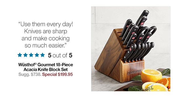 18pc Acacia Knife Block Set