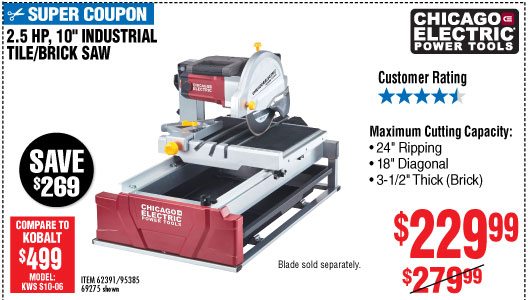 View 10 in. 2.5 HP Tile/Brick Saw