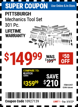 Mechanic s Tool Set 301 Pc