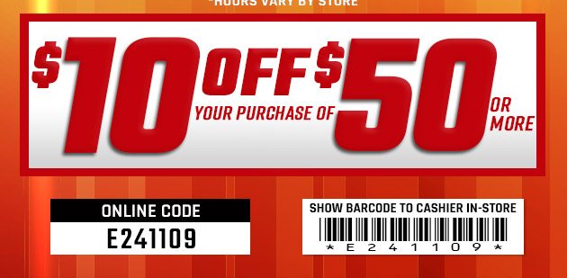 $10 off $50. Exclusions apply. Use code E241109