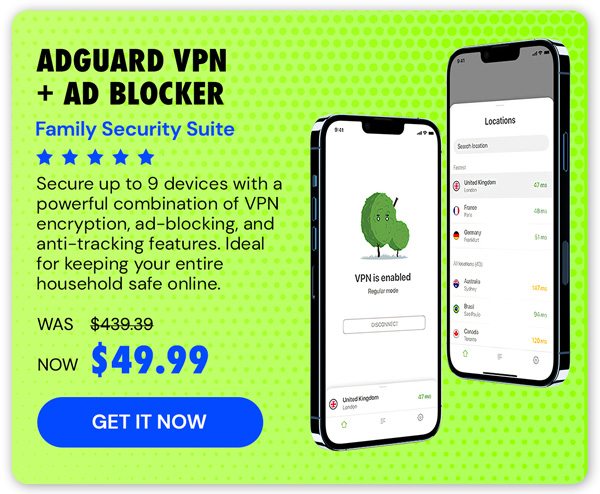 AdGuard VPN + Ad Blocker Family Security Suite