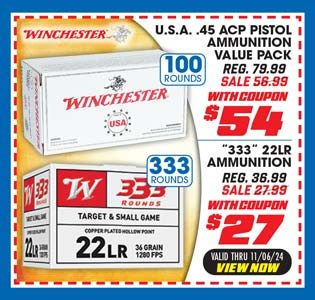 Winchester USA .45 ACP Pistol Ammo or 333 22LR Ammo