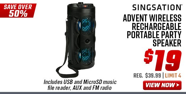 Singsation Advent Wireless Rechargeable Portable Party Speaker