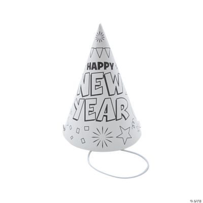 Color Your Own New Year’s Eve Party Hats - 12 Pc.