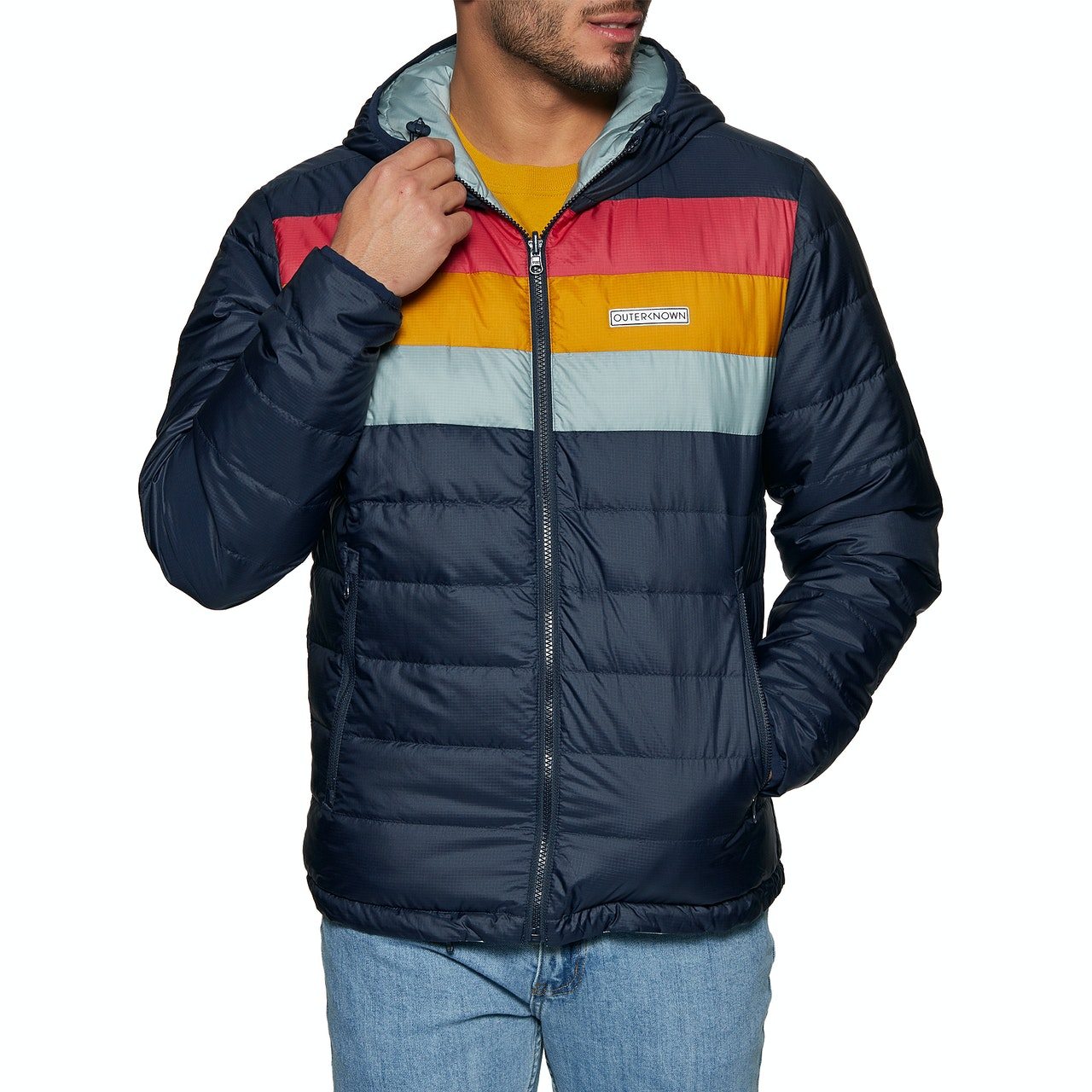 Outerknown Chromatic Hooded Puffer Mens Waterproof Jacket - Marine Rainbow