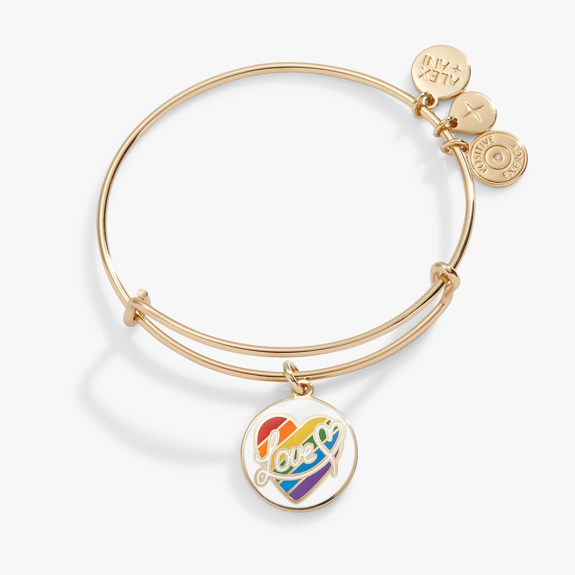 LOVE Rainbow Heart Charm Bangle