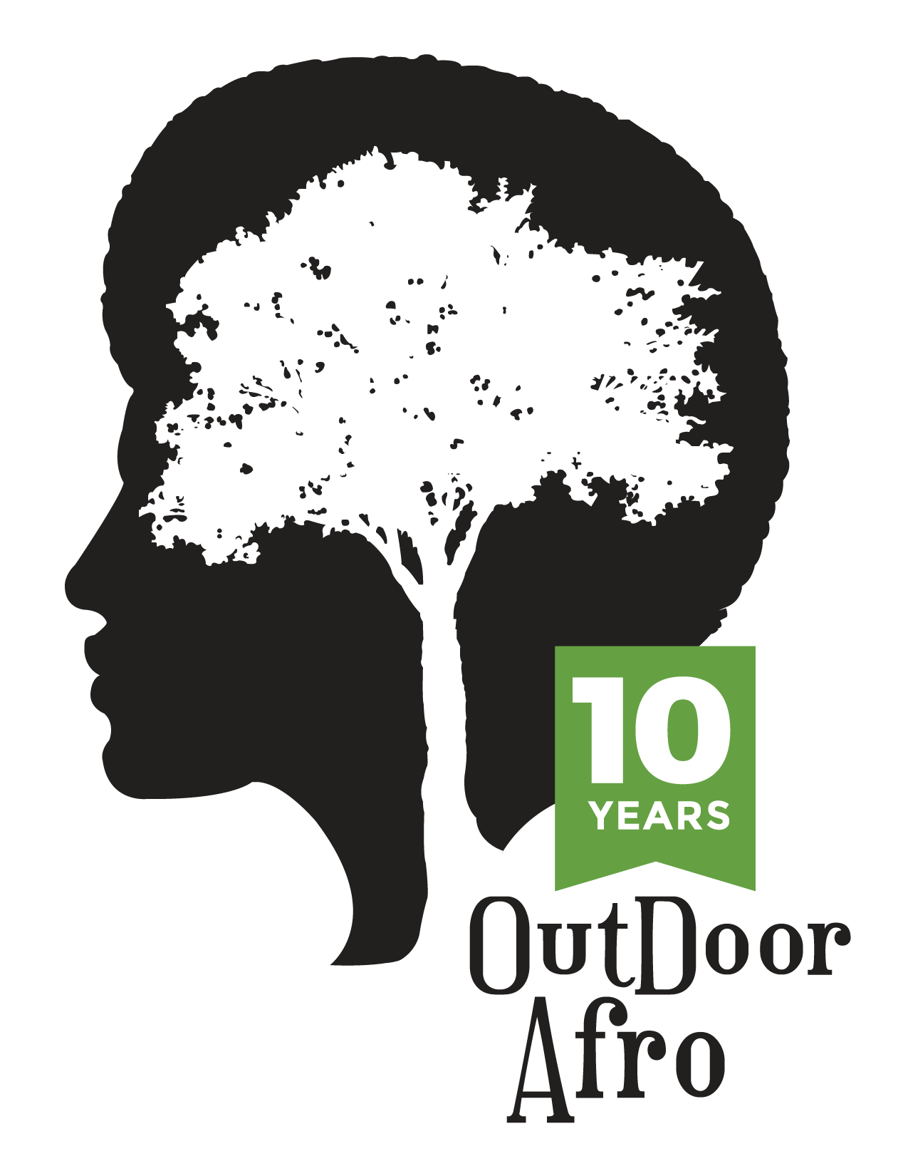 Outdoor Afro logo with 10 years banner