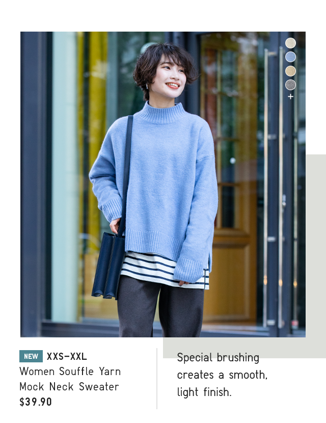 WOMEN SOUFFLE YARN MOCK NECK SWEATER