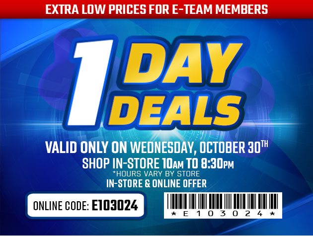 One Day Deals - Wednesday, October 30, 2024