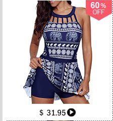 Cutout Neckline Animal Print Swimdress and Shorts