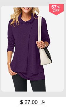 Long Sleeve Cowl Neck Layered T Shirt