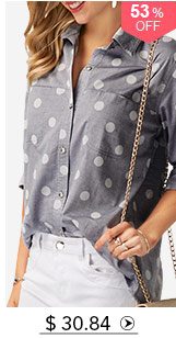 Turndown Collar Polka Dot Print Shirt