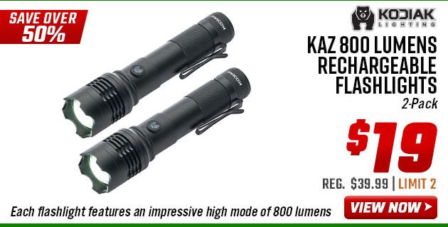 Kodiak Kaz 800 Lumens Rechargeable Flashlights