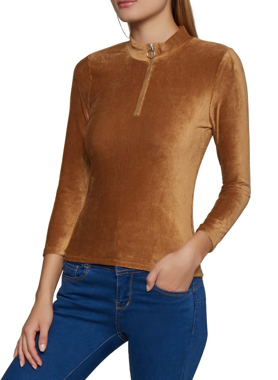 Zip Neck Corduroy Top