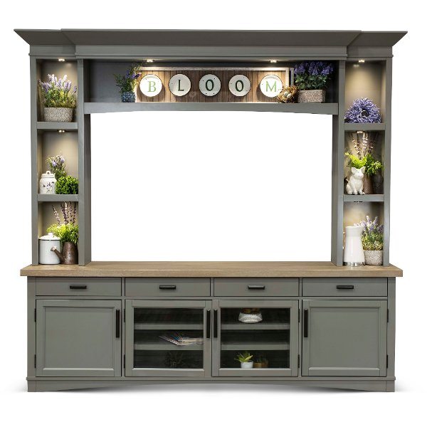 Rustic Dove Gray 92 inch Entertainment Center