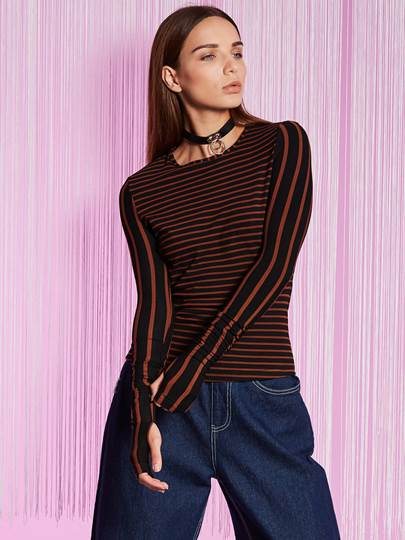 Sheath Color Block Stripe Women's T-Shirt