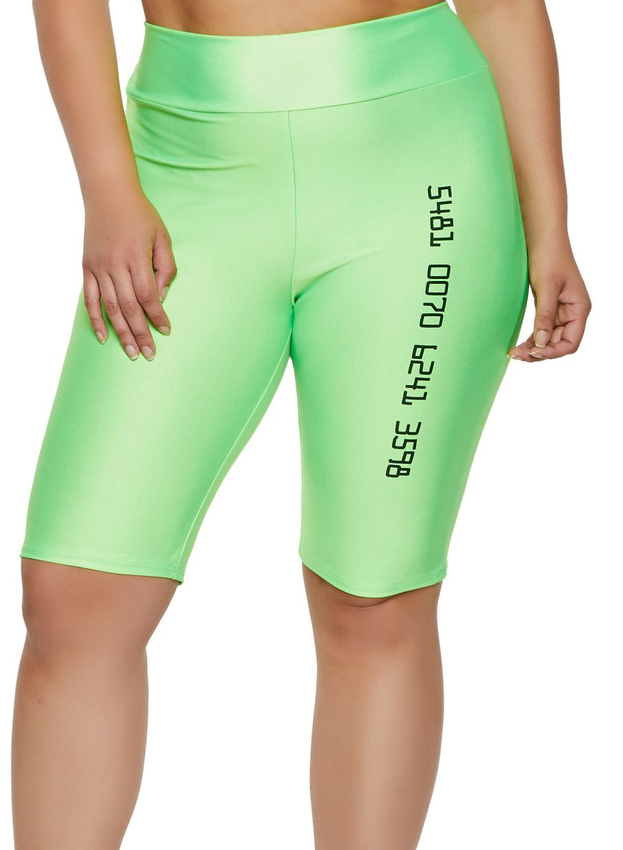 Plus Size Number Graphic Spandex Bike Shorts