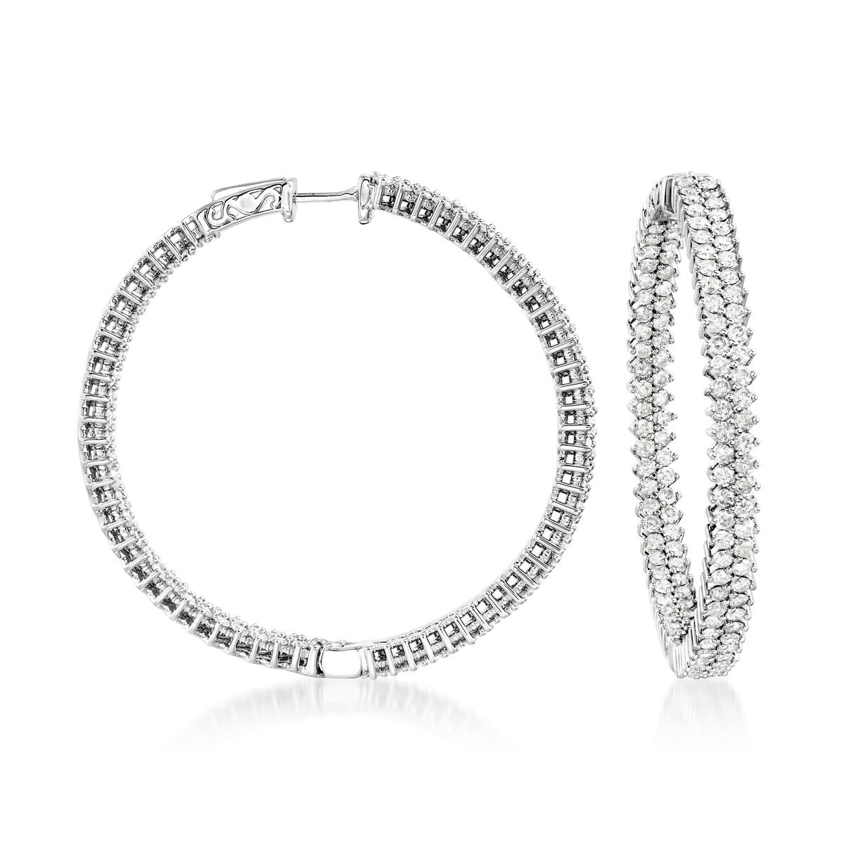 5.00 ct. t.w. Diamond Inside-Outside Hoop Earrings in Sterling Silver