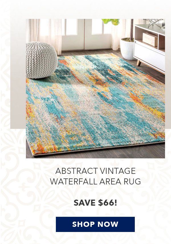 Contemporary Modern Abstract Vintage Waterfall Blue Cream and Yellow Area Rug | SHOP NOW
