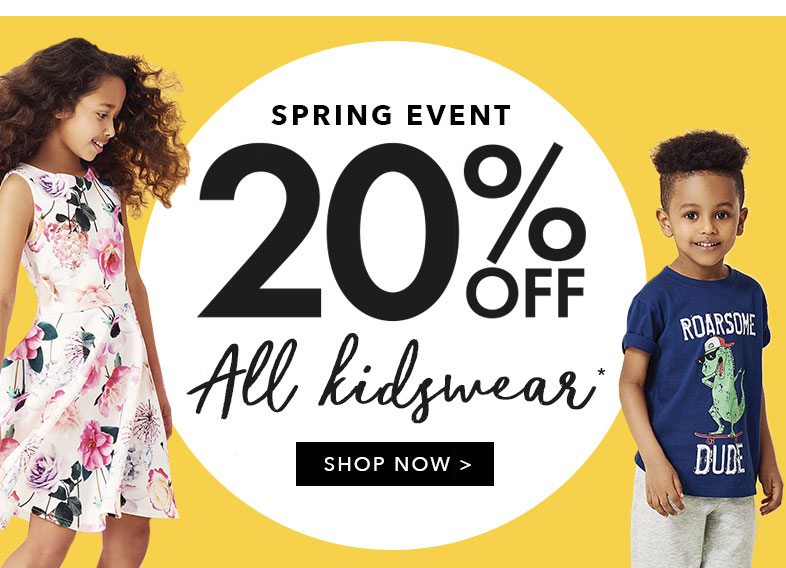 20% off Kidswear spring event 